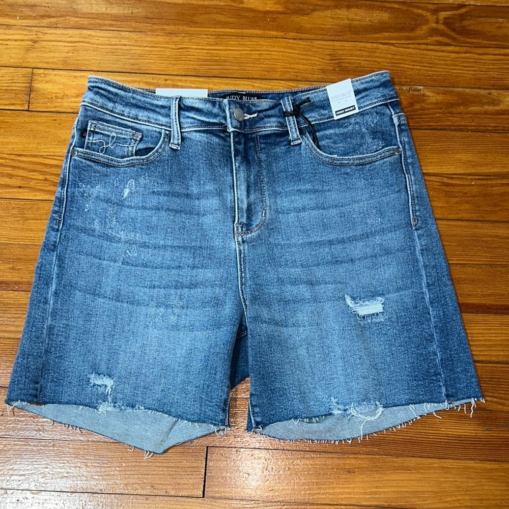 Judy Blue Distressed Blue Jean Shorts